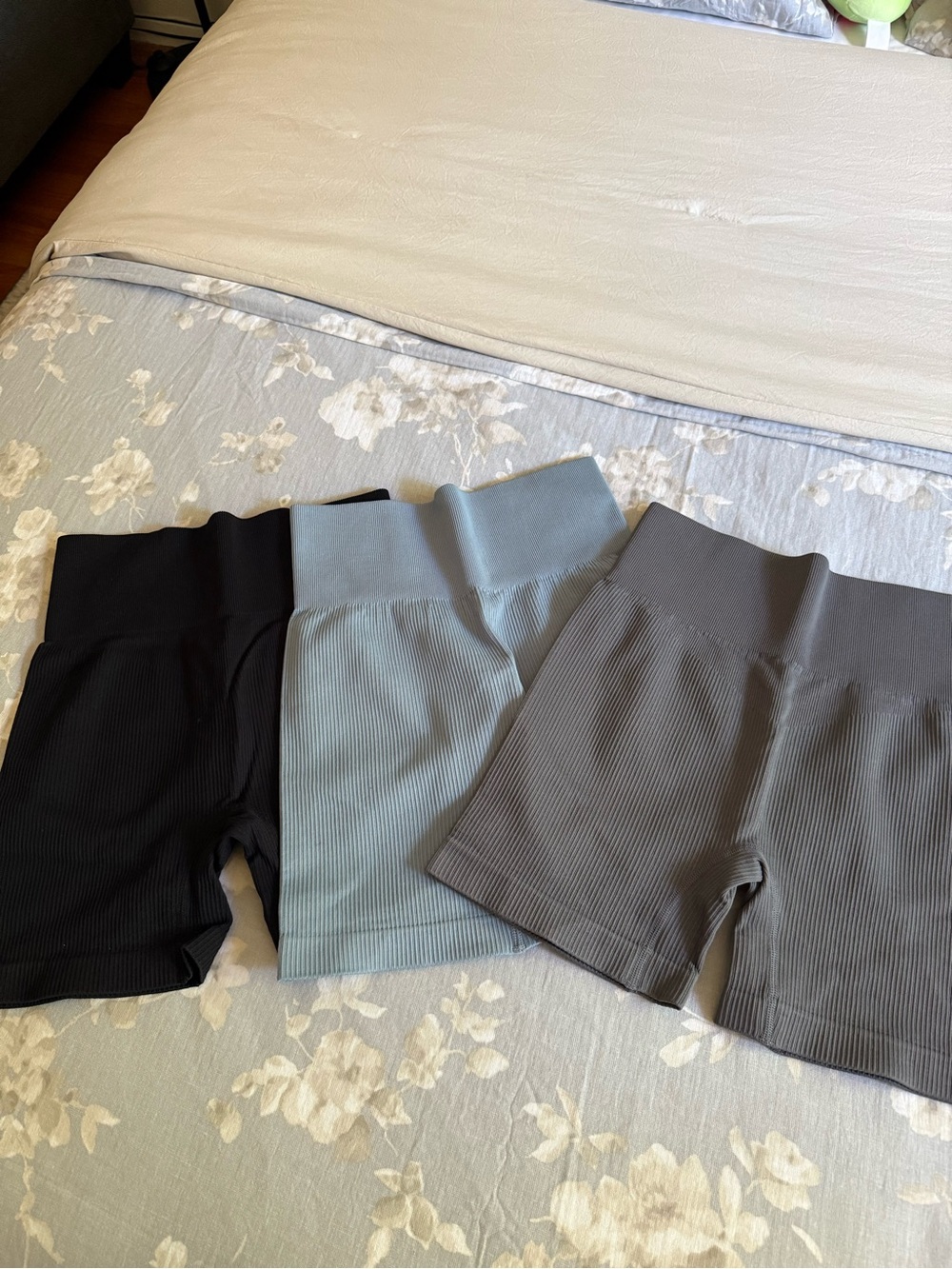Never worn Ribbed High-Waist Women’s Shorts - Black, Light Blue, Gray